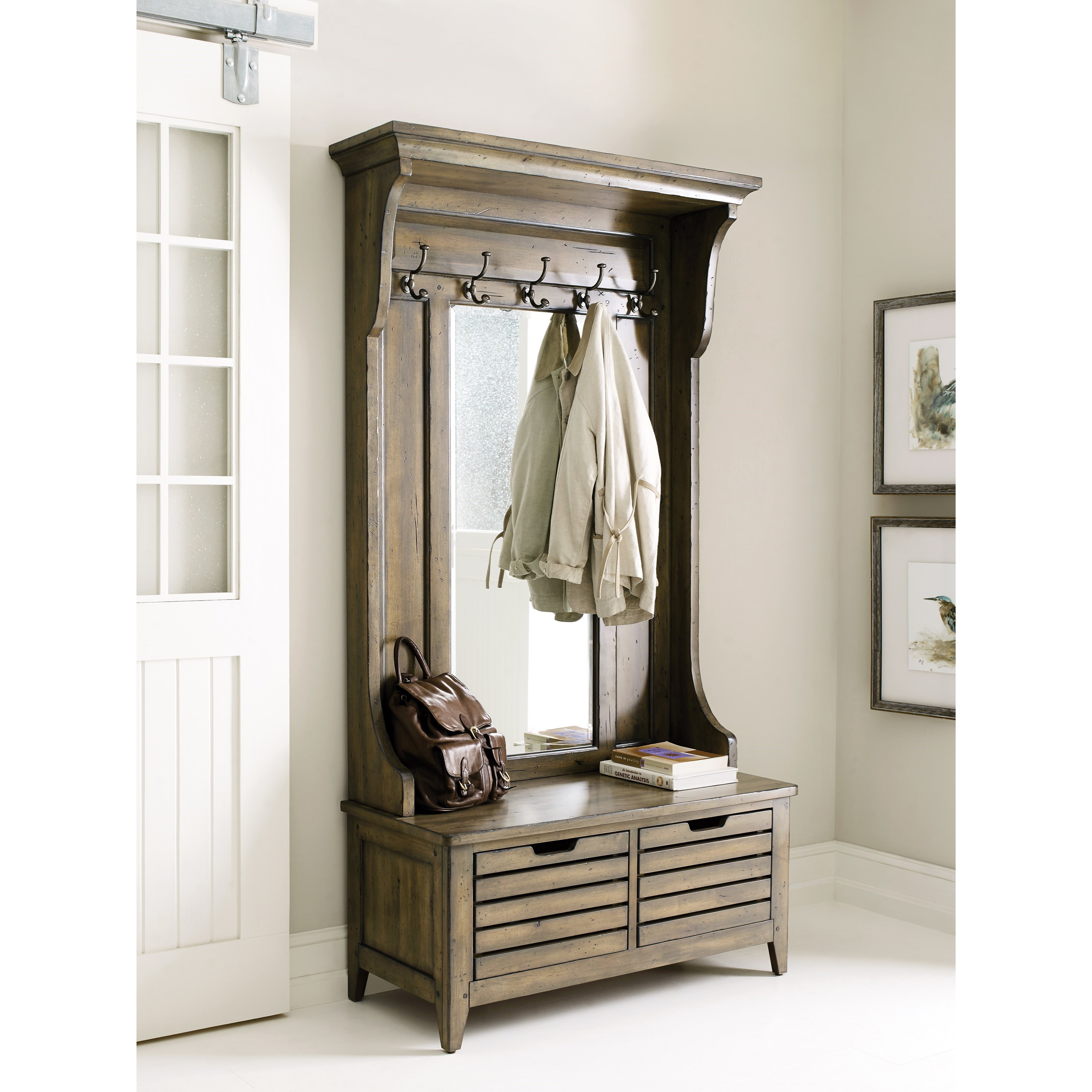 Home decorators collection wilmington wood hotsell hall tree with bench and storage